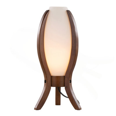 Desk Lamp with Wood and Frosted Glass