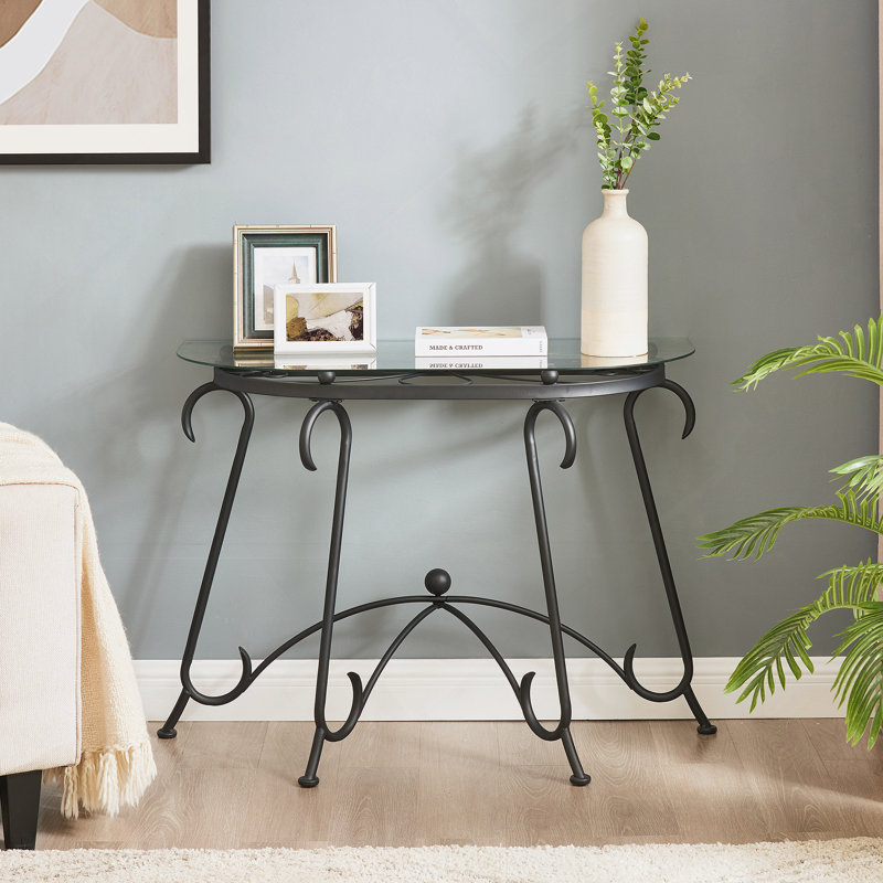 Tempered Glass Surface Console Table Coffee Table With Sturdy Construction For Living Room