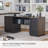 63" L Shaped Office Executive Standing Desk with File Cabinet-1702143331