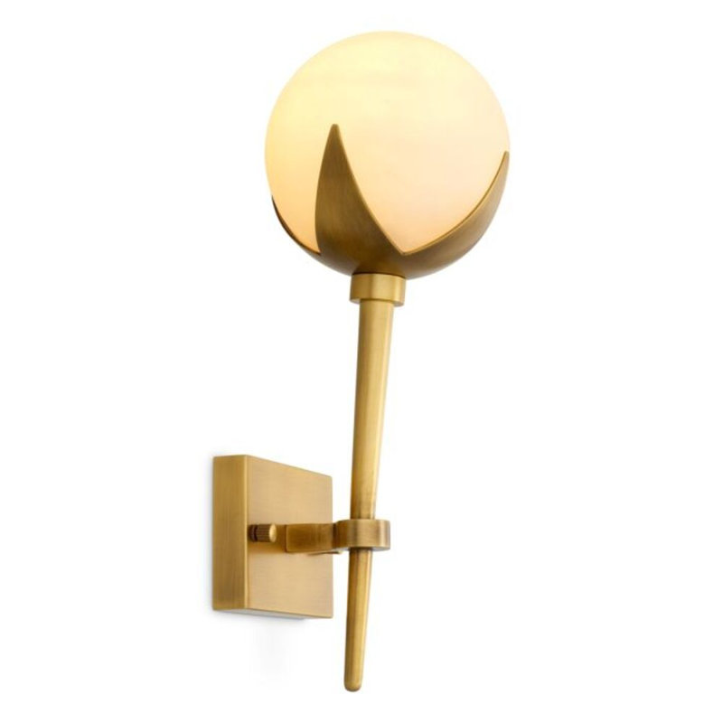 CDJ Wall Lamp Alesa Double antique brass finish alabaster, 1, 13.78" H x 5.51" W x 5.91" D
