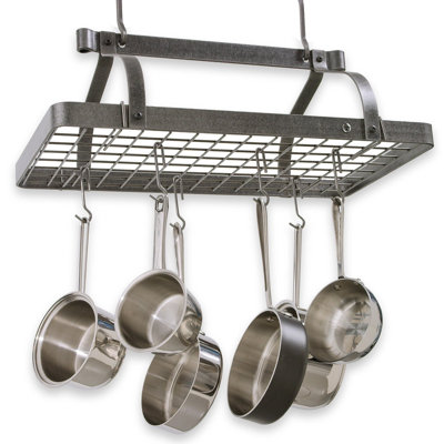 Grande Cuisine Rectangle Ceiling Rack Hammered Steel