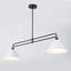 Lustre linéaire noir et blanc de 47 pouces pour îlot de cuisine 2 lumières à hauteur réglable, structure en métal noir mat avec abat-jour blanc, base E26 pour table de salle à manger, bar et table de billard