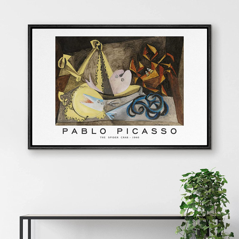 Art mural classique, IDea4WALL, reproduction d'art sur toile, crabe araignée, par Pablo Picasso, Cadre noir