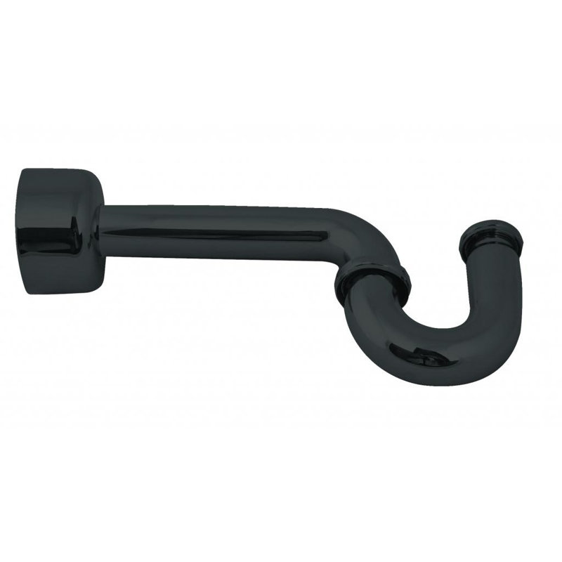 Siphon en P de 1-1 / 2 po x 1-1 / 4 po avec bride haute, Noir mat