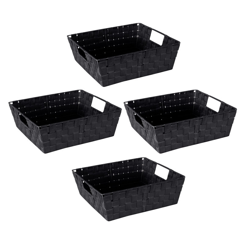 Wildon Home® Fabric Decorative Basket, Black, 5" H x 15" W x 13" D, 4
