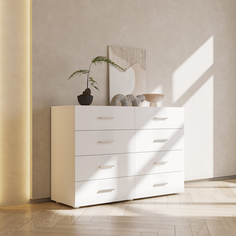 Armoire de rangement à 8 tiroirs Bezalel, Blanc