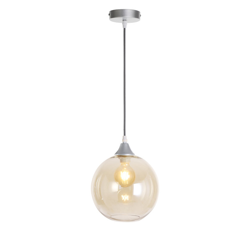 Aeva-Louise 1 - Light Globe Pendant, Amber, Silver