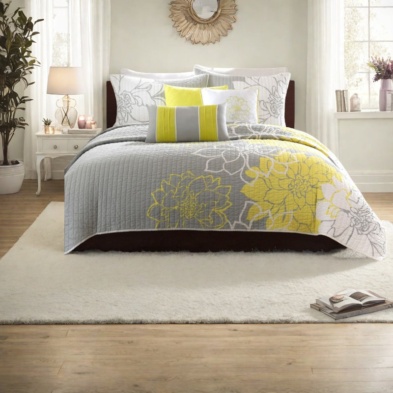 Ensemble de literie élégant en coton 6 pièces, style floral moderne pour le confort de la maison