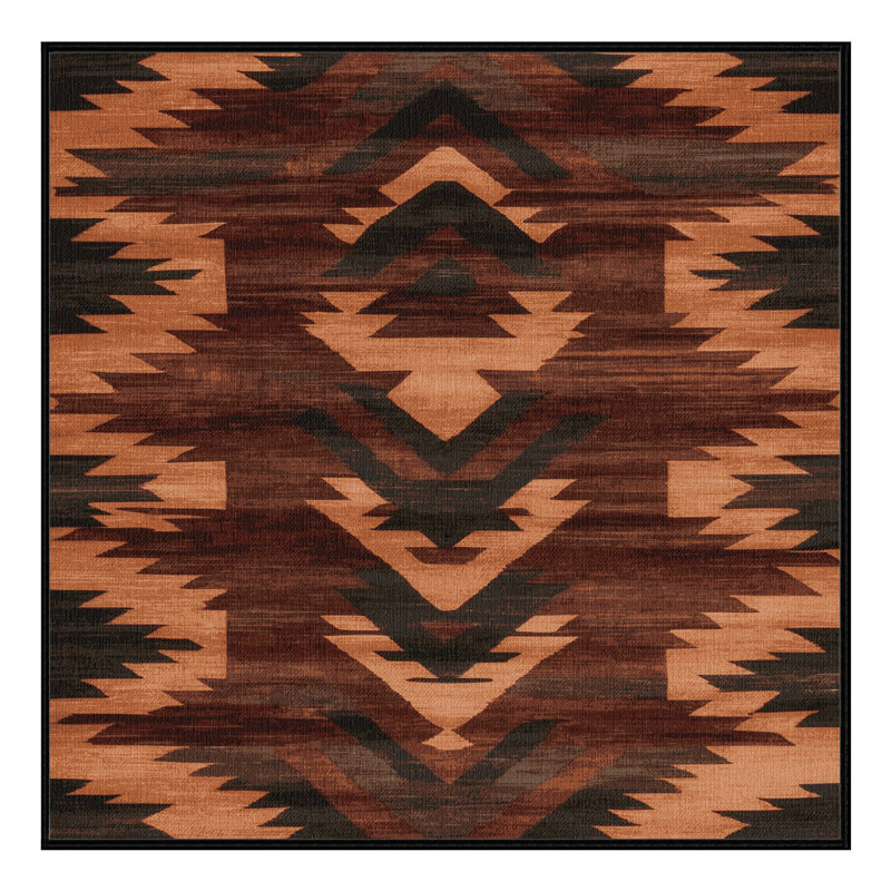 Tapis persan noir lavable à la machine, Carré 5 pi