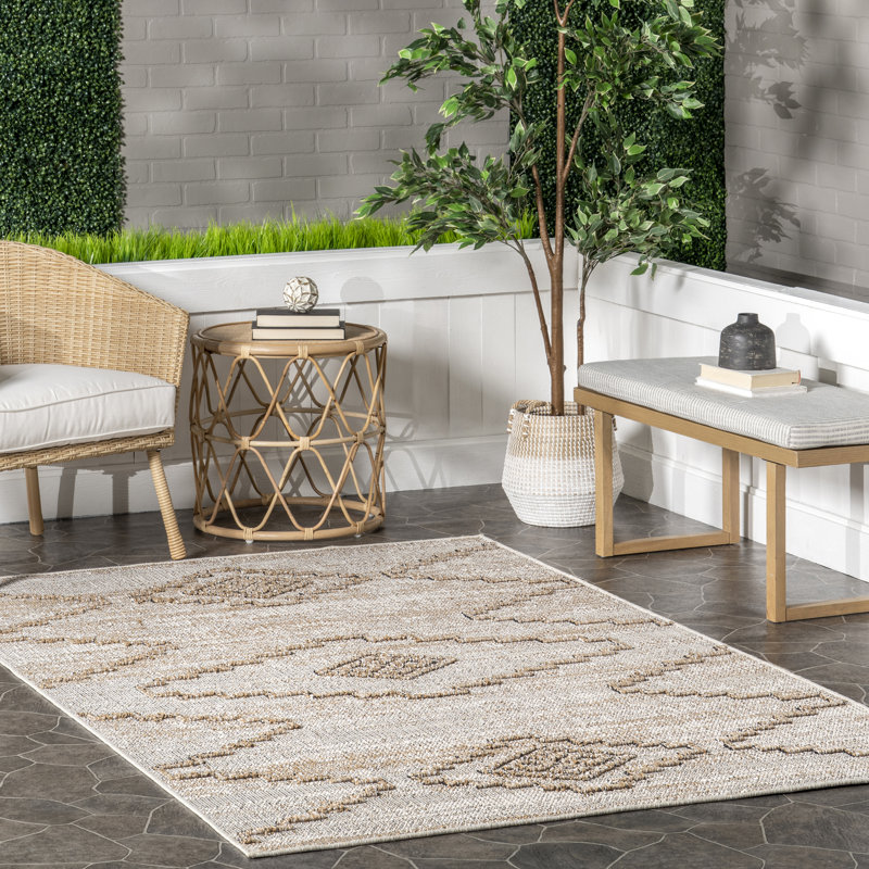 Tapis géométrique intérieur / extérieur Izetta, Rectangle de 5 pi x 8 pi