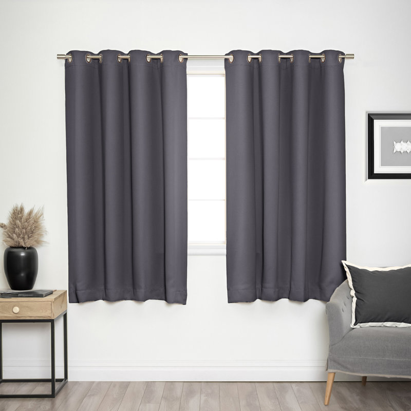 Adina Sevan Solid Thermal Grommet Curtain Panels, 52"W x 63"L, Stone