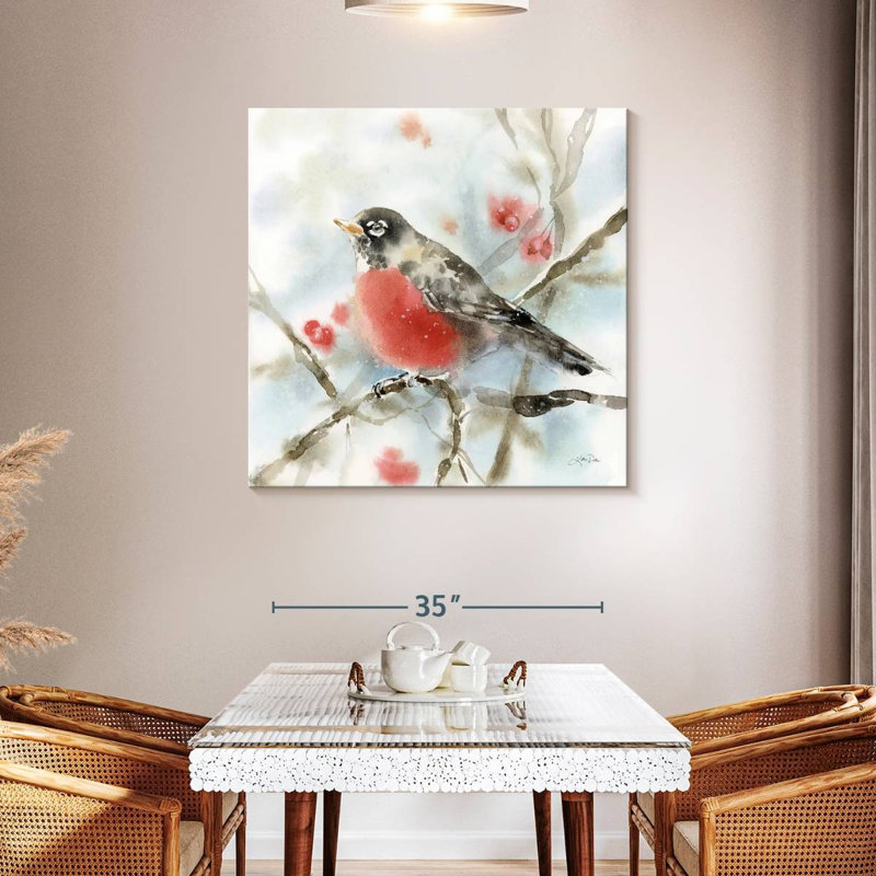 Brampt Perched Winter Robin, 39" H x 39" W