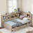 Wood Daybed With Storage Shelves, Sliding Doors And 3 Drawers-2035344518