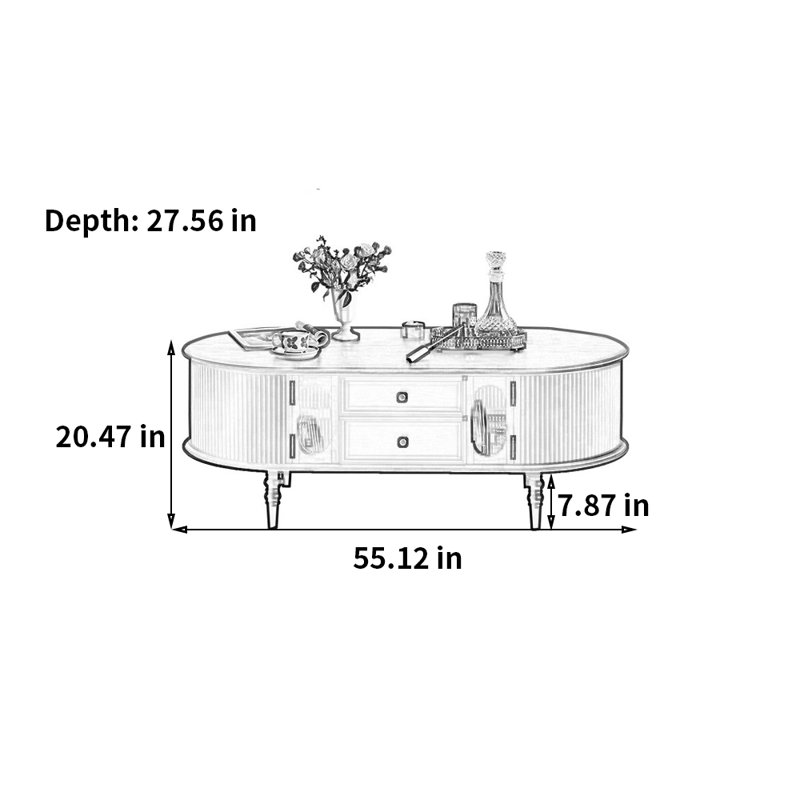 Table basse ovale de style rétro français, Noir, noir, noir, noir