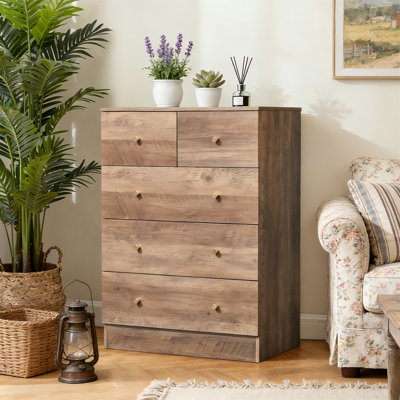 Commode haute 5 tiroirs Rustic Wood