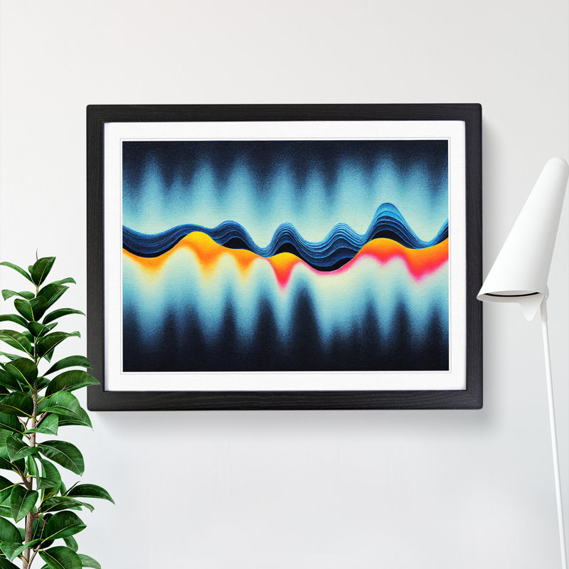 Audio Soundwave Art Vol.2 Abstract - Single Picture Frame Print, 46cm H x 64cm W, Black 