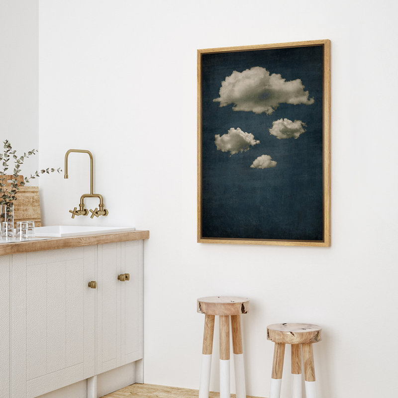 Œuvre de décoration murale minimaliste de tons bicolores bleu marine foncé 2, H 24 po x l 16 po, Naturel