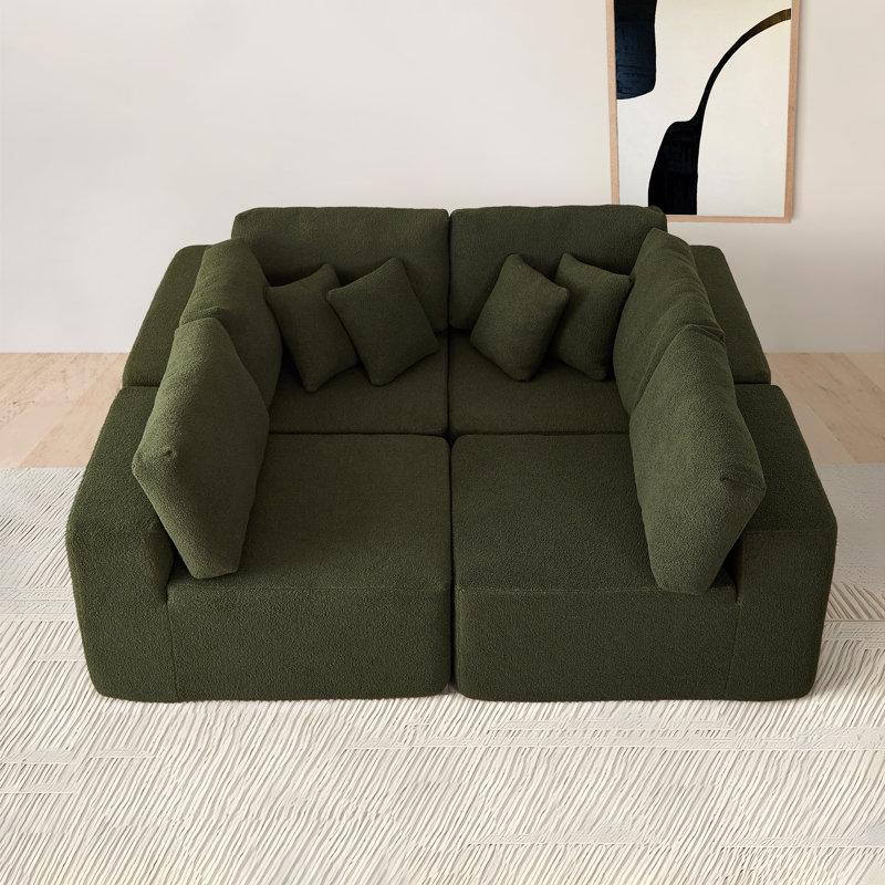 108.3'' 5-Seater Modular Sherpa Sofa – 1000lbs Weight Capacity, Freely Reconfigurable, Free Assembly, Space-Smart for Family Gatherings