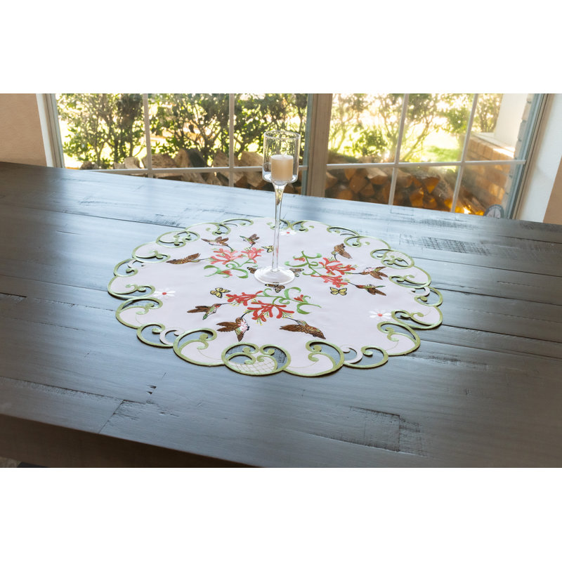 Decorative Round Table Topper With Hummingbirds (23" Round)