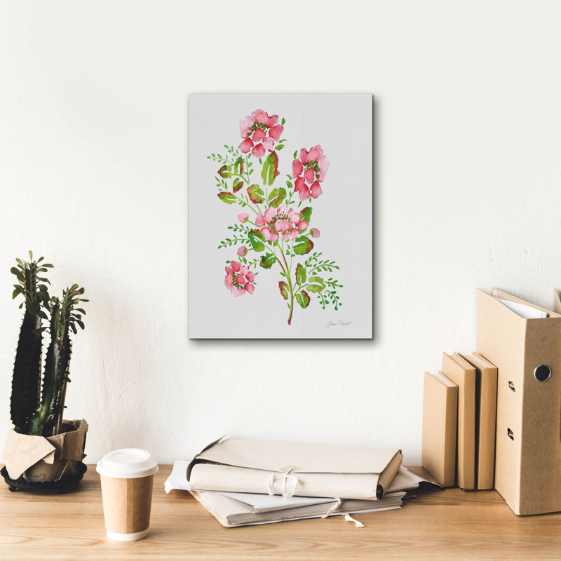 «Wild Rose Pink 2» par Jean Plout, art mural sur toile, H 16 po x l 12 po x P 0,75 po