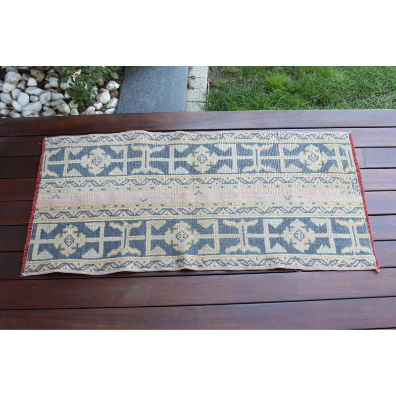 Handmade Turkish Rug With Vintage Pattern Suitable For Indoor Use