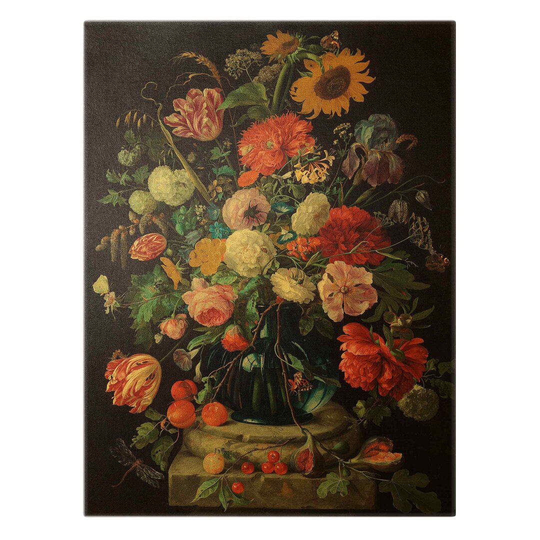 Leinwandbild Glasvase mit Blumen von Jan Davidsz de Heem