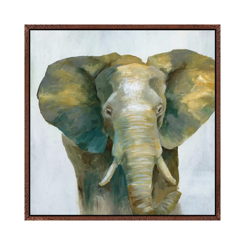 Jade Elephant - Painting on Canvas, Classic Brown Wood Framed, 93.98 cm H x 93.98 cm W