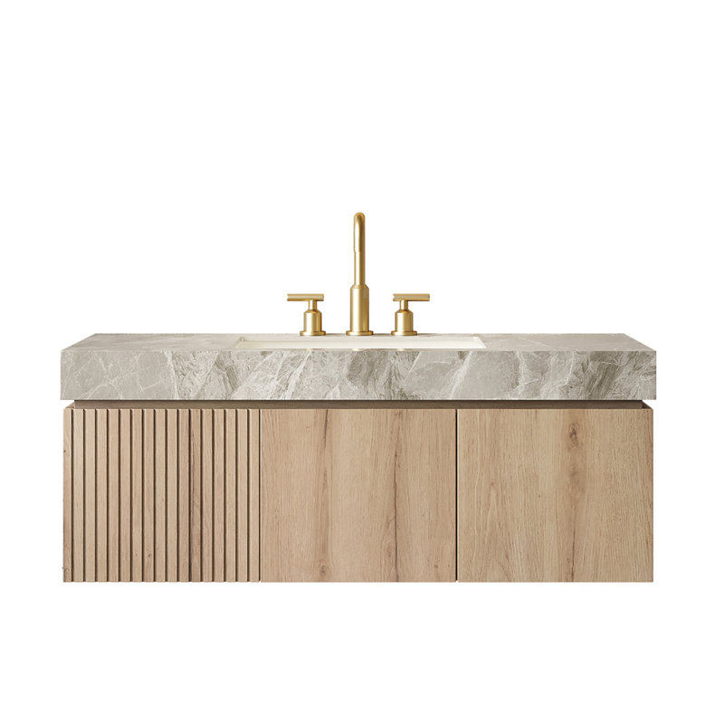 Meuble-lavabo 48 po avec comptoir en pierre frittée et lavabo en céramique