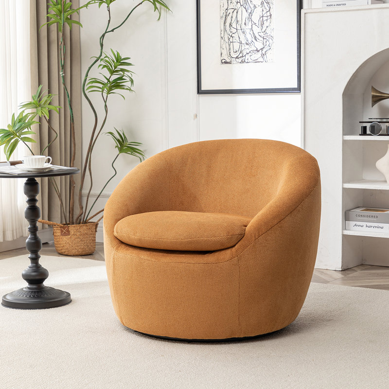 Fauteuil demi-tonneau en tissu moderne avec fonction pivotante à 360 °, idéal pour une détente confortable dans tout espace de vie