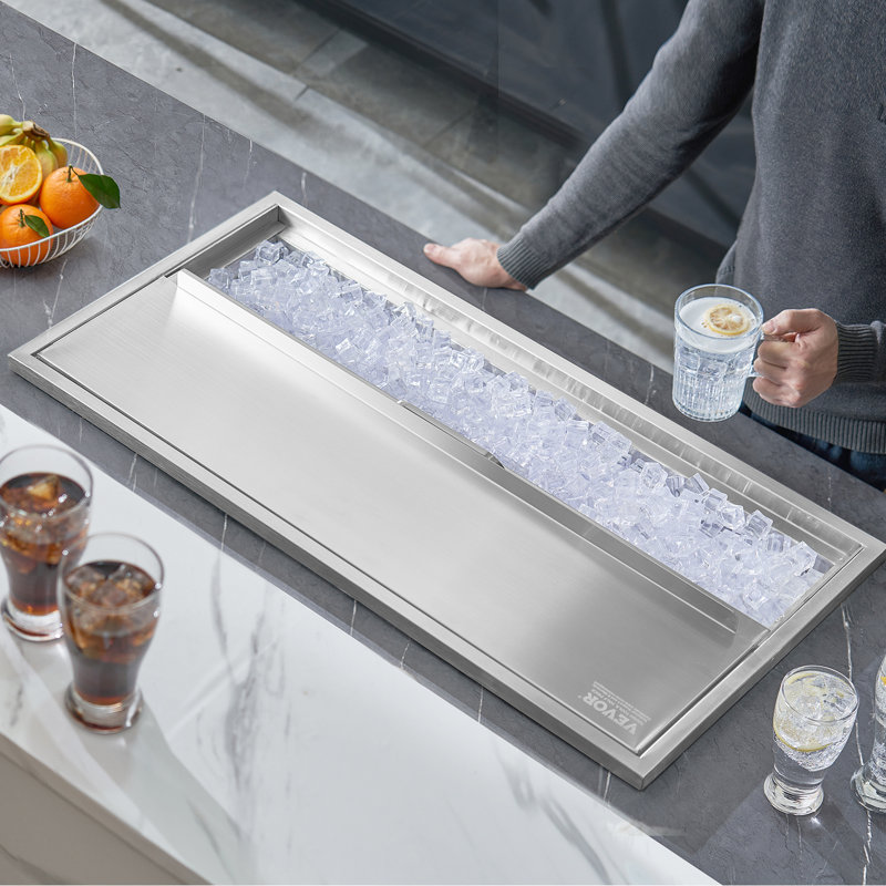 VEVOR 101 Quart Stainless Steel Drop-In Ice Chest with Sliding Cover