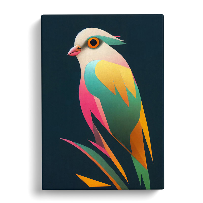 Bird Retro - Wrapped Canvas, 50cm H x 35cm W x 3cm D