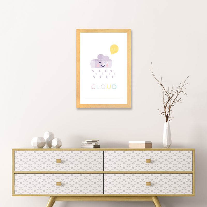 Nuage - reproduction d'impression, Papier avec cadre beige, H 24 po x l 16 po x P 1 po, Blanc