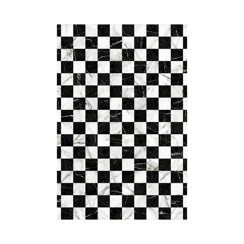 " Marble Checkerboard Pattern Black And White " by Zoltan Ratko, 26" H x 18" W x 1.5" D