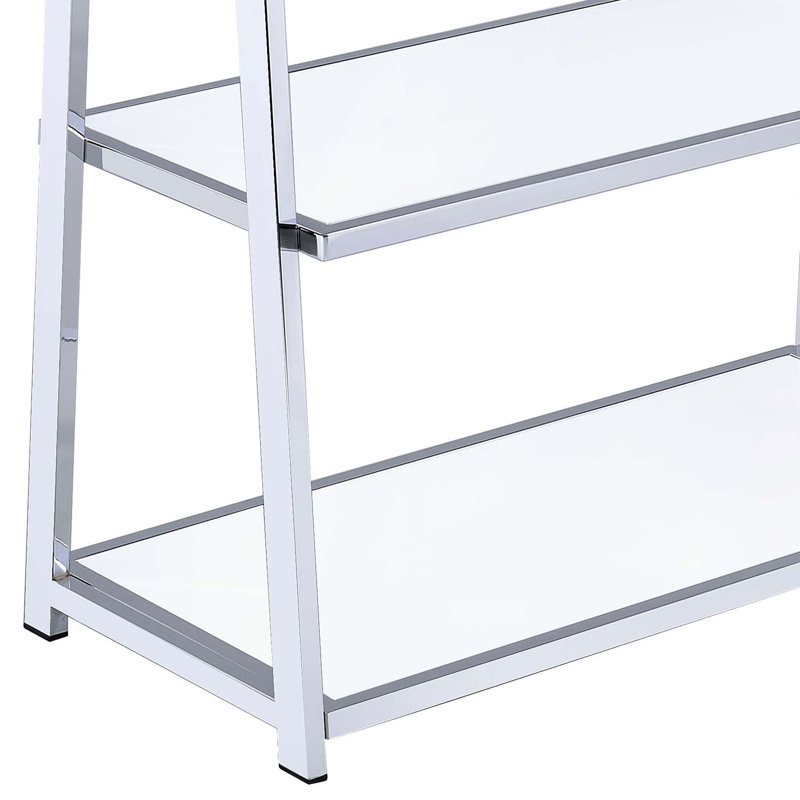 Bibliothèque blanche et chrome avec 6 tablettes