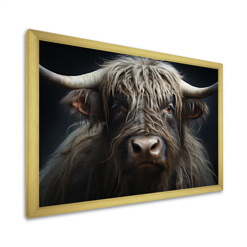 Portrait de yaks noir et blanc I, reproduction d'art sur toile, H 34 po x l 44 po x P 1,5 po, Or