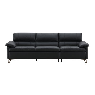 Canapé moderne Eilene, cuir fleur noir LV03700