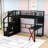 Loft Bed With LED Strip, Built-In Desk, Open Wardrobe, Storage Stairs And Guardrails-1396146304-1407484659