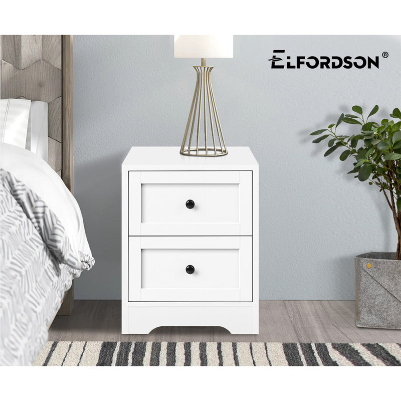 39cm W Iron Bedside Table, White