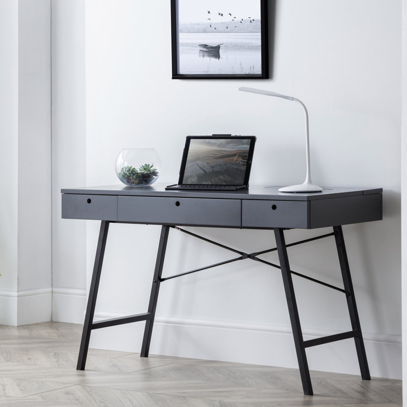 Leonhard Metal Base Computer Desk, Grey