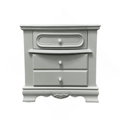 Grey 3-Drawer Nightstand