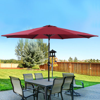 Parasol de marché extérieur octogonal 9 pi avec inclinaison à bouton-poussoir pour terrasse de jardin Riya