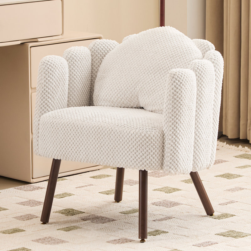 Mignon fauteuil de coiffeuse de 24 po de large avec dossier détachable et coussin en forme de cœur, fauteuil d'appoint rembourré pour chambre à coucher