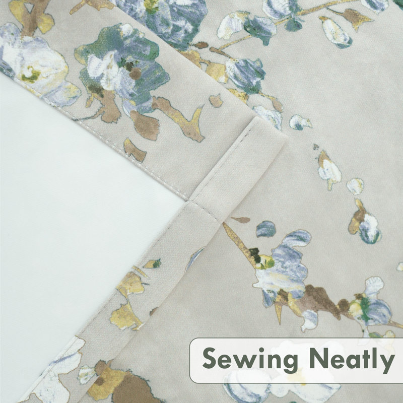 Hutchcraft Floral Tailored Window Valance, 50" W x 18" L, Blue/Gray, Floral