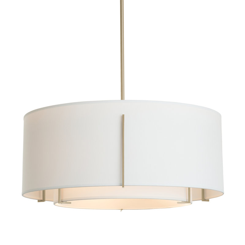 Exos 1 - Light Unique/Statement Drum Pendant, Natural Anna, Soft Gold