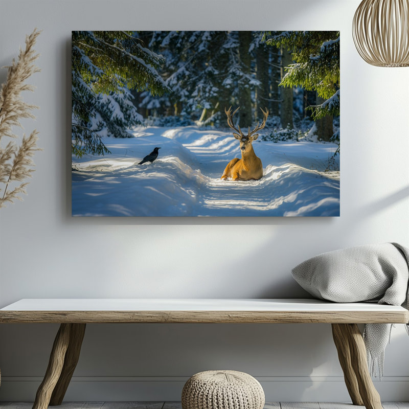 Toile, scène sereine de forêt d'hiver avec une douce chute de neige, art mural The Floor, H 9 po x l 12 po