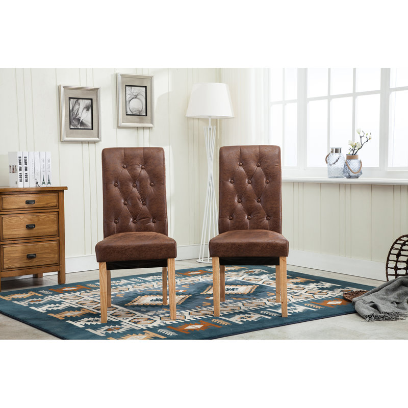 Anya 46.5cm H Tufted Upholstered Side Chair, 2, Brown