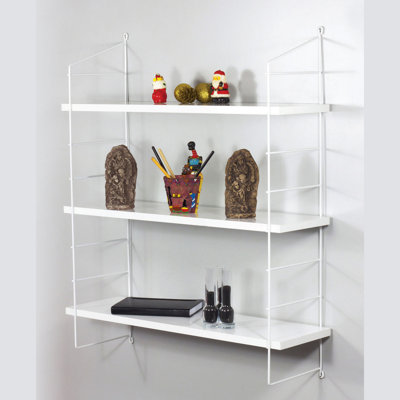 Modern White Wall Shelf with Multiple Shelves, 28.3 x 33.5 x 7.9 inches | 100% Melamine Coated Particle Board, Metal Bracket | Stylish & Functional Storage Solution for Home & Office, Assembled Design