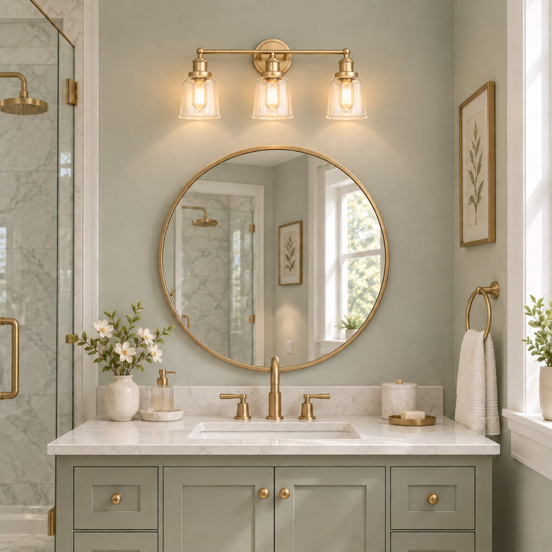 Éclairage pour salle de bain 3 lumières à intensité variable en or rose Denroy