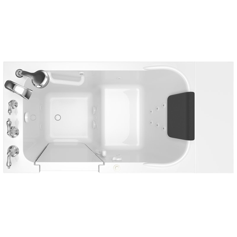 Baignoire tourbillon 48 po x 28 po en fibre de verre avec chauffe-robinet, Blanc, Gauche