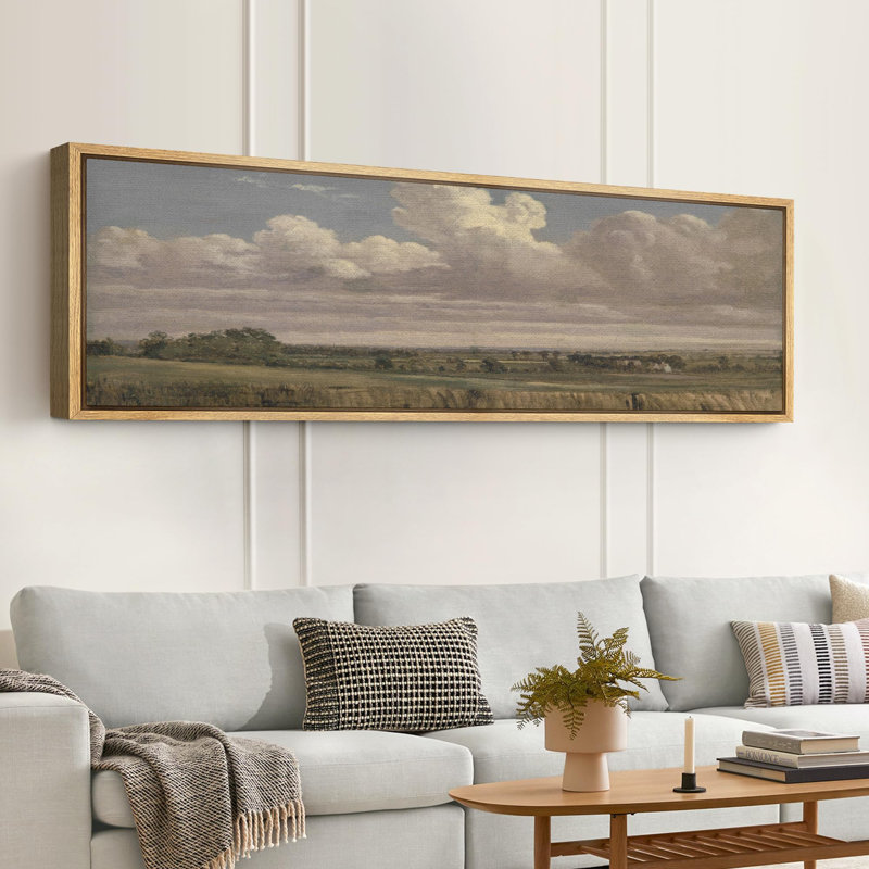 Paysage champêtre, horizon moderne, art moderne, H 20 po x l 60 po, Naturel